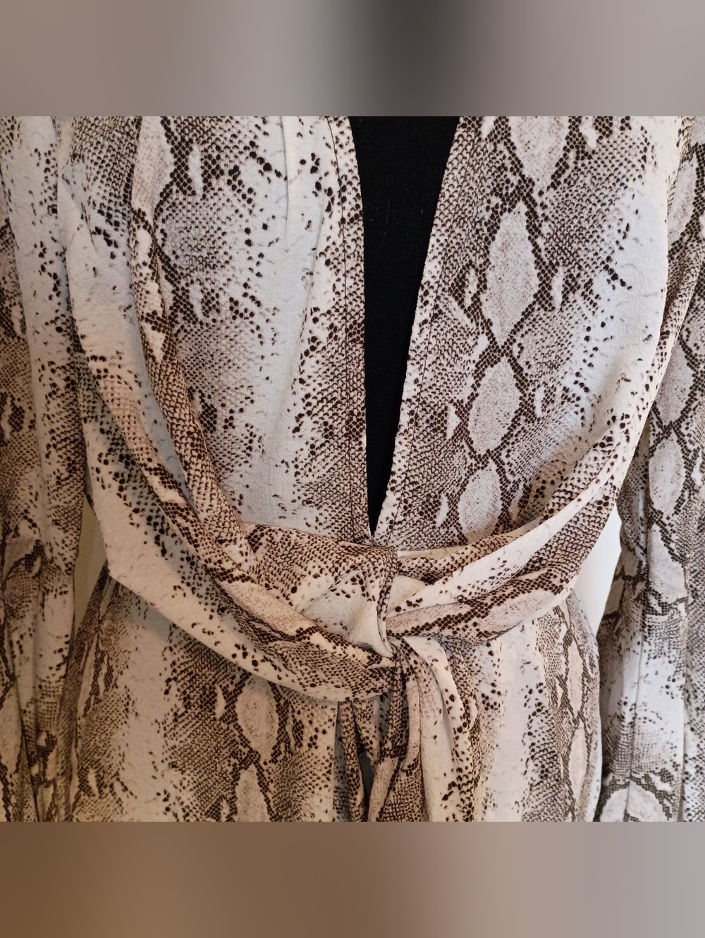 Snake Print V-Neck Women’s Swim Suit Cover up in Beige - Picture 3 of 9